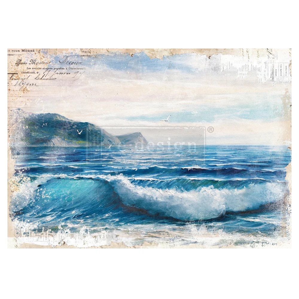 Redesign Decor Transfer ~ BLUE WAVE ~ Rare ~ (Retired design)  24.2” x 32.2”